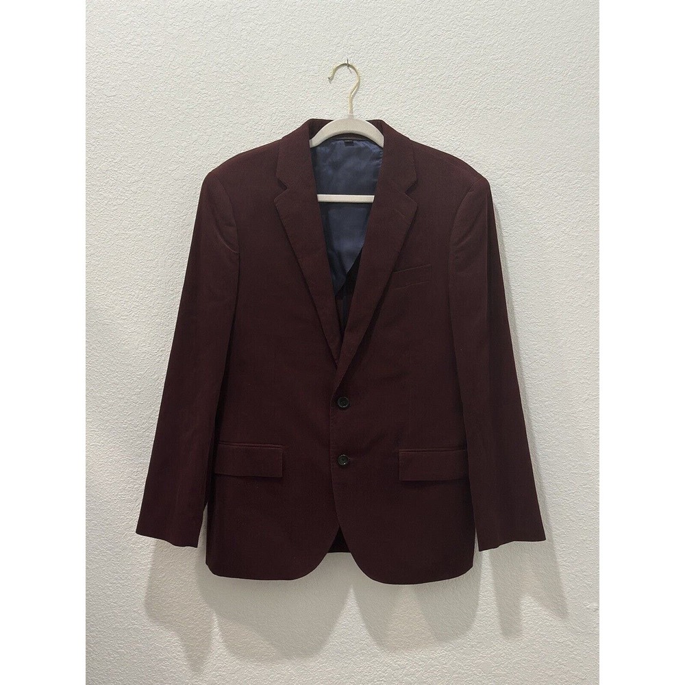 J Crew Mens Ludlow Suit Jacket Red Corduroy Size 40S Slim Business Casual Formal